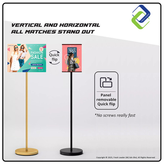 A4 Frameless Sign Display Stand with Round Base – White and Black Freestanding Poster Holder for Retail & Events A4 Frameless Sign Display Stand with Round Base – White and Black Freestanding Poster Holder for Retail & Events