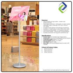 A4 Frameless Sign Display Stand with Round Base – Gold and Silver Freestanding Poster Holder for Retail & Events