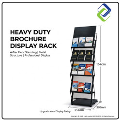 Heavy Duty Metal Brochure Display Rack 4 Tier Stand