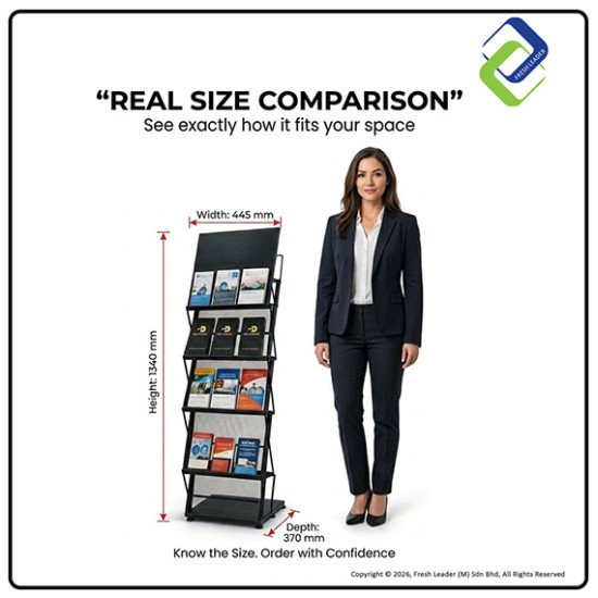 Heavy Duty Metal Brochure Display Rack 4 Tier Stand