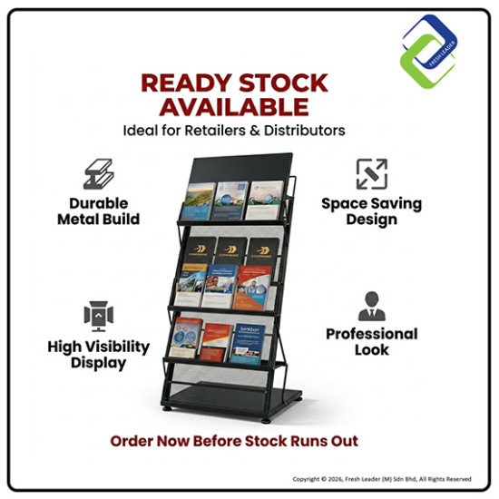 Heavy Duty Metal Brochure Display Rack 4 Tier Stand