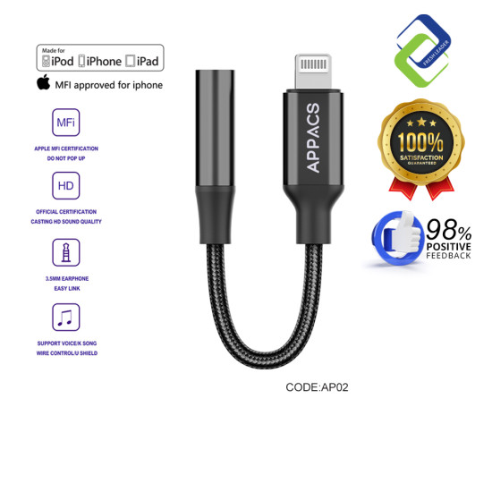 Premium MFI Audio Adapter for iPhone: Top-Quality Nylon Braided Design by APPAC Premium MFI Audio Adapter for iPhone: Top-Quality Nylon Braided Design by APPAC