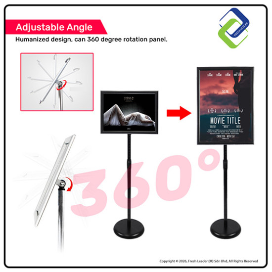 A2 Poster Display Stand (Silver/Black/Gold) – Stable Weighted Base
