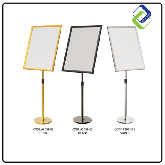 A2 Poster Display Stand (Silver/Black/Gold) – Stable Weighted Base