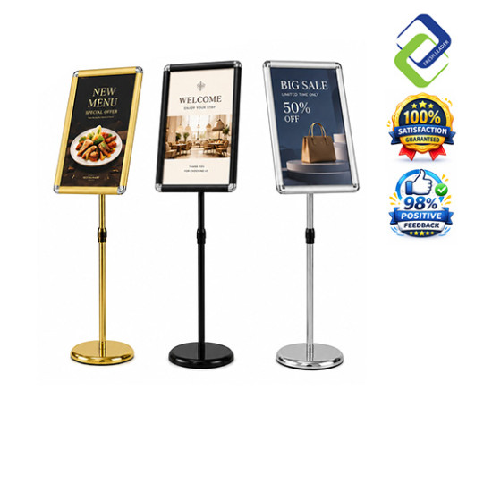 A3 Size Pedestal Display Stand (Round Edge) – Freestanding Paper Sign Holder