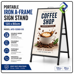 Portable Iron A-Frame Sign Stand 120x80cm for Business Promotion