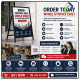 Portable Iron Single-Sided A-Frame Sign Stand 120x80cm for Business Promotion