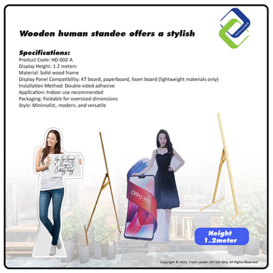 1.2m Wooden Human Standee Display – Custom Life-Size Advertising Figure for Promotions
