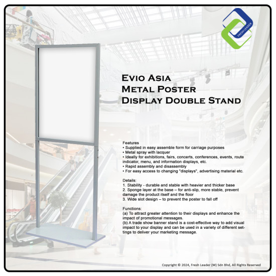 White Metal Poster Display Double Stand 60x80cm