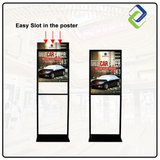 White Metal Poster Display Double Stand 60x80cm