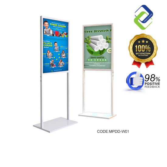 White Metal Poster Display Double Stand 60x80cm