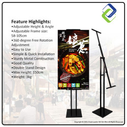 Oblique Design Double Stand for Displays - Adjustable & Black