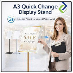 Wholesale A3 Poster Stand Frameless Display Quick Change Silver