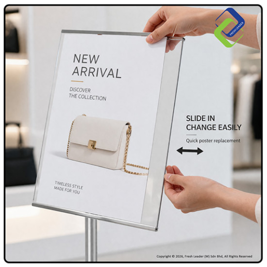 Wholesale A3 Poster Stand Frameless Display Quick Change Gold