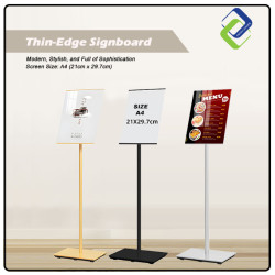 A4 Frameless Display Board with Stand - Stylish Black Design for Effective Showcases