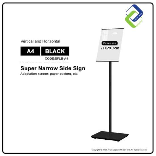 A4 Frameless Display Board with Stand - Stylish Black Design for Effective Showcases A4 Frameless Display Board with Stand - Stylish Black Design for Effective Showcases