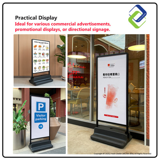 Sturdy 60x90cm Aluminum Water-Filled Display Stand – Rust-Resistant Frame with Wheels, Ideal for Outdoor Use