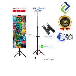 Double-Sided T Bunting Banner Display Stand with Tripod