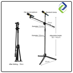 Height Adjustable Foldable Tripod Microphone Stand | Wholesale Accessories