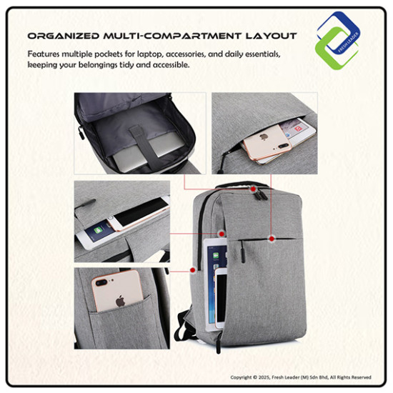 Stylish Laptop Backpack with USB Charging Port – Casual School & Office Bag for 14–15.6 Inch Laptop