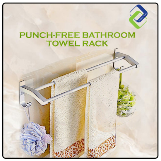 Double Towel Rail & No Drilling Bath Towel Bar (90cm) | Easy Installation Double Towel Rail & No Drilling Bath Towel Bar (90cm) | Easy Installation