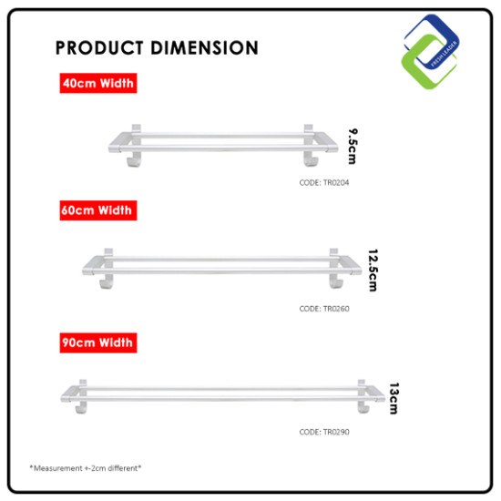 Double Towel Rail & No Drilling Bath Towel Bar (90cm) | Easy Installation Double Towel Rail & No Drilling Bath Towel Bar (90cm) | Easy Installation
