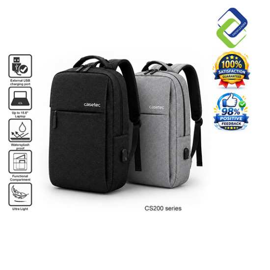 CASETEC CS200 15.6" Laptop Backpack USB Charging Waterproof Business Travel Bag