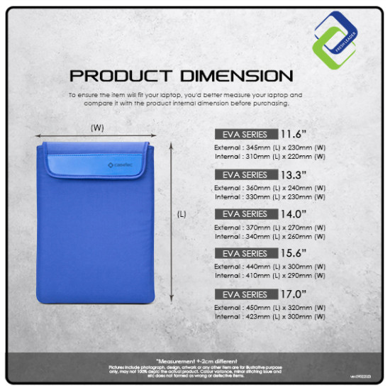 CASETEC EVA Series Laptop Sleeve - Available in 11.6, 13.3, 14, 15.6, 17 Inch Sizes CASETEC EVA Series Laptop Sleeve - Available in 11.6, 13.3, 14, 15.6, 17 Inch Sizes