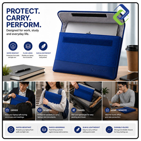 CASETEC Primero Laptop Sleeve 13.3–17" Water-Resistant Case