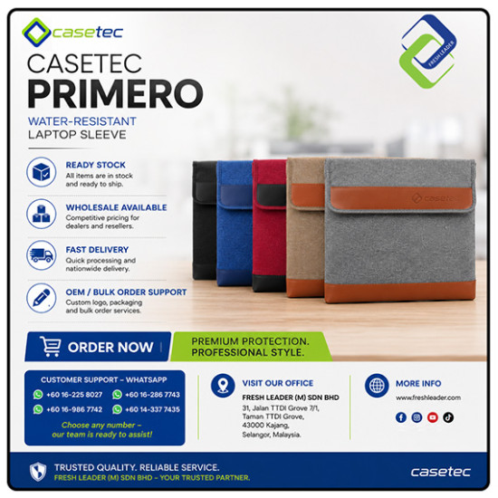 CASETEC Primero Laptop Sleeve 13.3–17" Water-Resistant Case