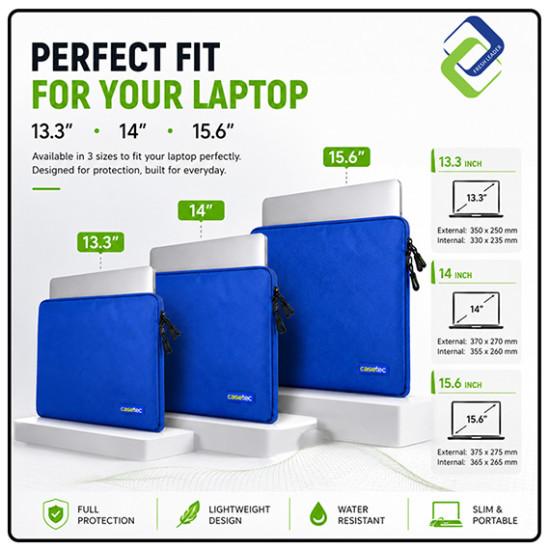 CASETEC ZEN Laptop Sleeve 13.3” 14” 15.6” Waterproof