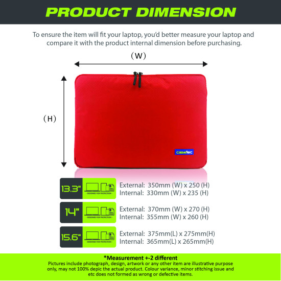 CASETEC ZEN Series 13.3, 14 & 15.6 inch Laptop Sleeve