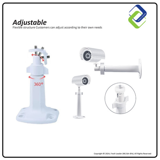 Adjustable IP Camera Wall Mount Bracket – 190mm Height x 84mm Width Adjustable IP Camera Wall Mount Bracket – 190mm Height x 84mm Width