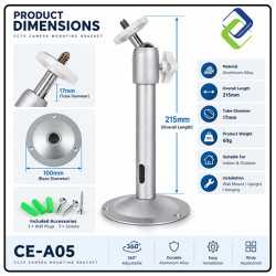 360° Adjustable CCTV Camera Mounting Bracket 215mm