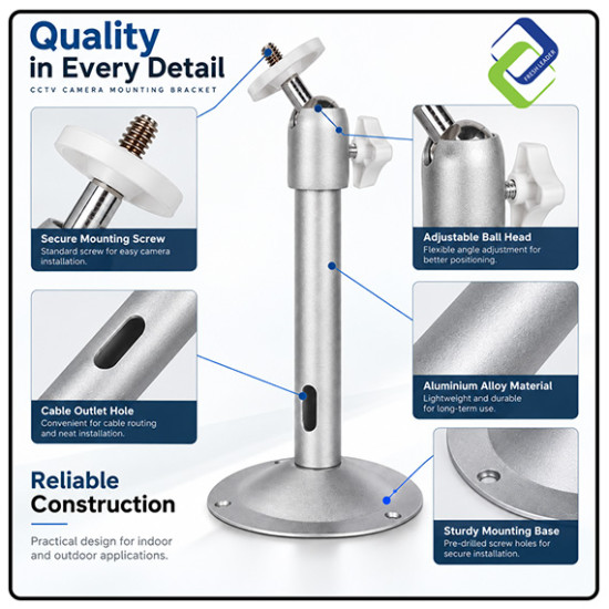 360° Adjustable CCTV Camera Mounting Bracket 215mm