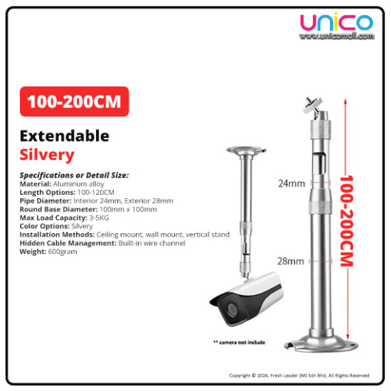 Durable Adjustable Telescopic Mount 100-200CM for Projectors and CCTV Security Cameras – Strong and Flexible Durable Adjustable Telescopic Mount 100-200CM for Projectors and CCTV Security Cameras – Strong and Flexible