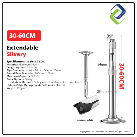 Durable Adjustable Telescopic Mount 30-60CM for Projectors and CCTV Security Cameras – Strong and Flexible Durable Adjustable Telescopic Mount 30-60CM for Projectors and CCTV Security Cameras – Strong and Flexible