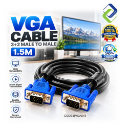 VGA Cable 3+2 Male to Male 1.5M – Reliable Video Transmission Cable