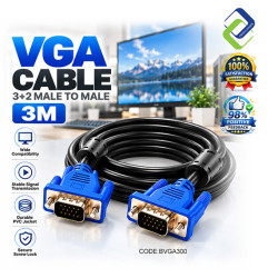 VGA Cable 3+2 Male to Male 3M – Reliable Video Cable