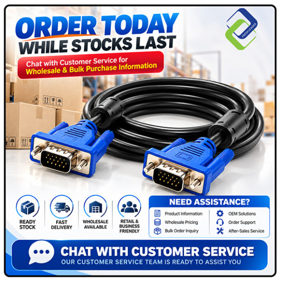 VGA Cable 3+2 Male to Male 3M – Reliable Video Cable