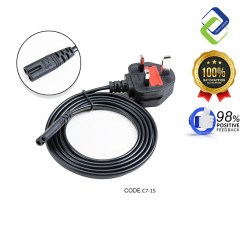 UK 2-Pin C7 Power Cord 1.5m | Figure-8 Cable for TV & Monitor