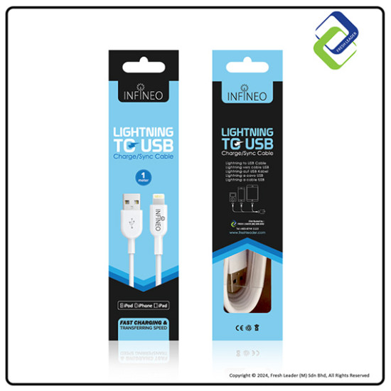 Infineo iPhone Lightning Cable 1M – USB Fast Charging & Data Sync, Compatible with Newest iOS