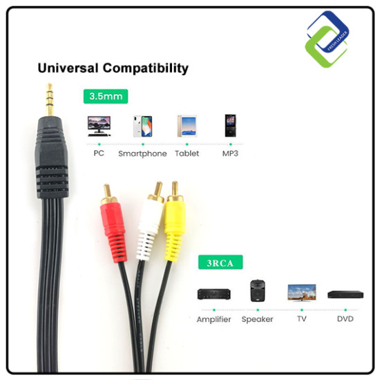 Mini Jack Male 3.5mm to RCA 3 IN 1 AUX Cable -5Meter Mini Jack Male 3.5mm to RCA 3 IN 1 AUX Cable -5Meter