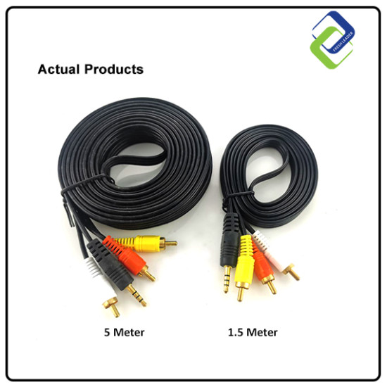 Mini Jack Male 3.5mm to RCA 3 IN 1 AUX Cable -5Meter Mini Jack Male 3.5mm to RCA 3 IN 1 AUX Cable -5Meter