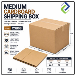 Medium Cardboard Shipping Box 44.5×32×33cm Heavy Duty Carton