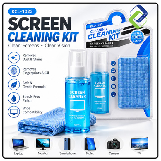 Screen Cleaning Kit 120ml with Microfiber Cloth