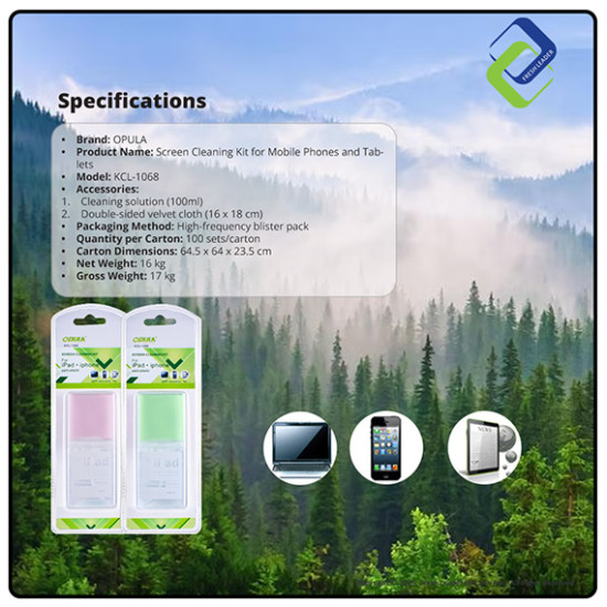 Opula LCD Screen Cleaning Kit for Smartphone & Tablet – Anti-Fingerprint & Anti-Bacterial