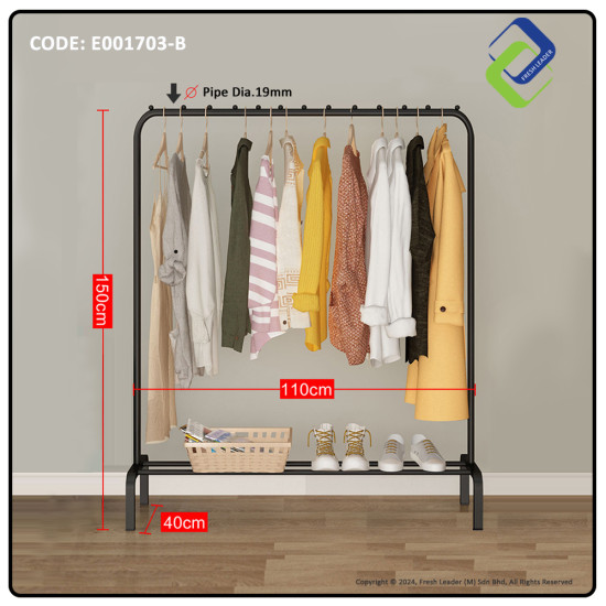 Space-Saving Single Pole Clothes Rack Organizer - 150x110x40cm Space-Saving Single Pole Clothes Rack Organizer - 150x110x40cm