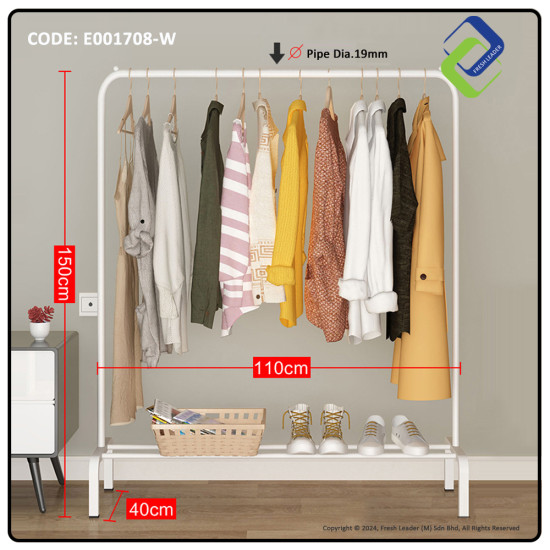 Compact Hanging Solution: Single Pole Clothes Rack (150x110x40cm)