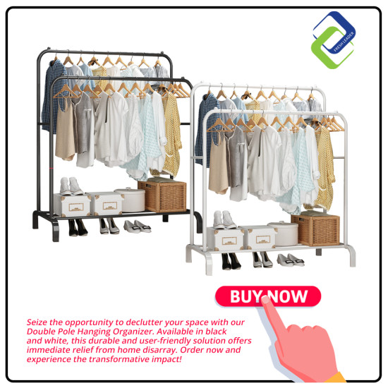 Double Pole Hanging Organizer for Clothes | 150x110x54cm Wardrobe Rack Double Pole Hanging Organizer for Clothes | 150x110x54cm Wardrobe Rack